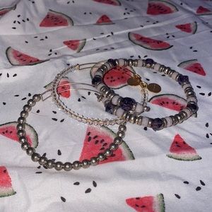 Alex And Ani purple and gray bracelets
